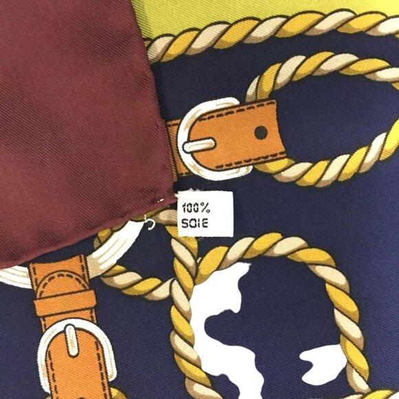 740189AB Hermes Scarf Rope Carre Multicolor Silk - Picture 8 of 9
